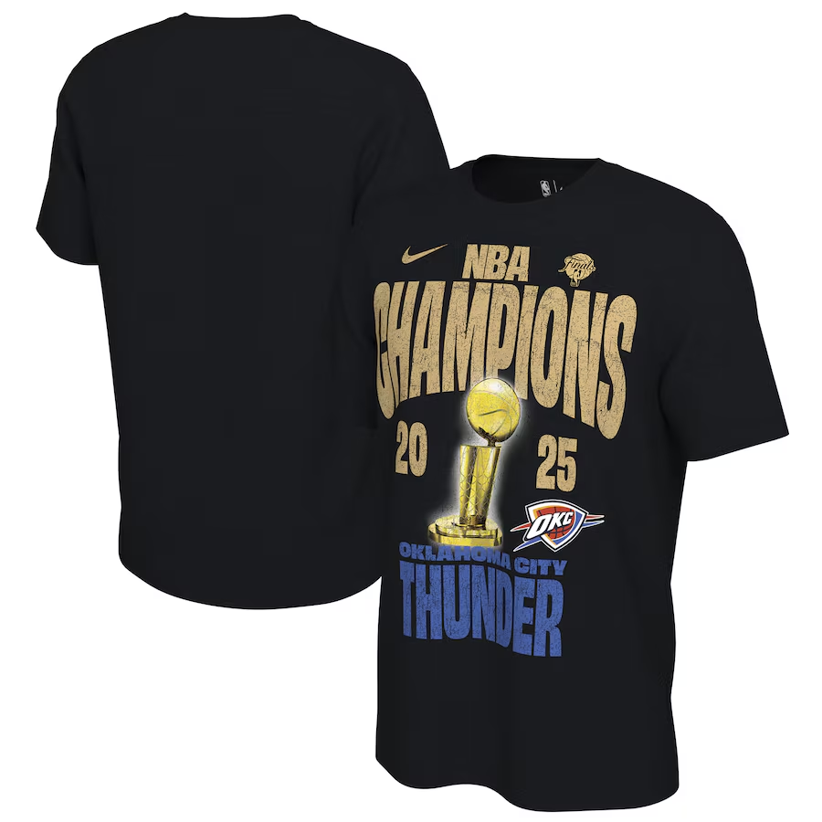 Men 2025 NBA Oklahoma City Thunder black T shirt-0